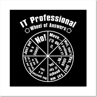 IT Professional Wheel Of Answers, IT Tech Support Checklist Posters and Art